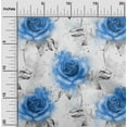 thumbnail image 1 of oneOone Silk Tabby Medium Blue Fabric Leaves & Rose Watercolor Craft Projects Decor Fabric Printed By The Yard 42 Inch Wide, 1 of 4