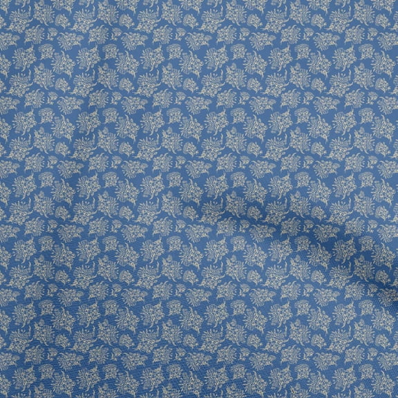 oneOone Silk Tabby Medium Blue Fabric Toile Quilting Supplies Print Sewing Fabric By The Yard 42 Inch Wide