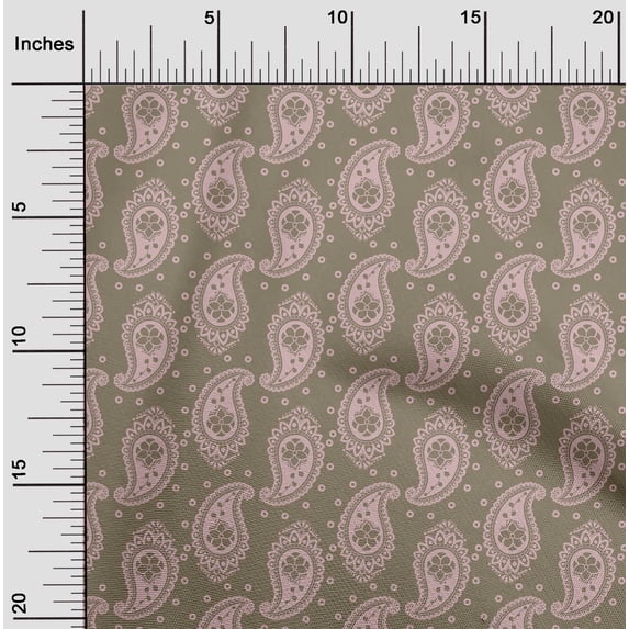 oneOone Silk Tabby Medium Brown Fabric Paisleys Sewing Material Print Fabric By The Yard 42 Inch Wide