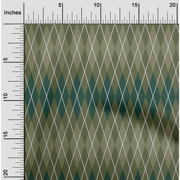 oneOone Silk Tabby Olive Green Fabric Argyle Check Sewing Material Print Fabric By The Yard 42 Inch Wide