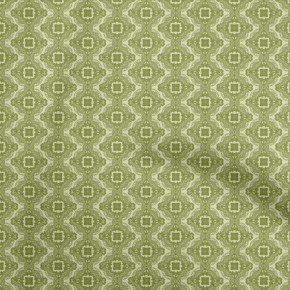 oneOone Silk Tabby Olive Green Fabric Geometric Dress Material Fabric Print Fabric By The Yard 42 Inch Wide