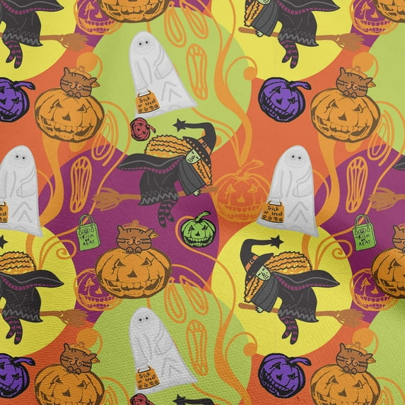 oneOone Silk Tabby Orange Fabric Halloween Fabric For Sewing Printed Craft Fabric By The Yard 42 Inch Wide