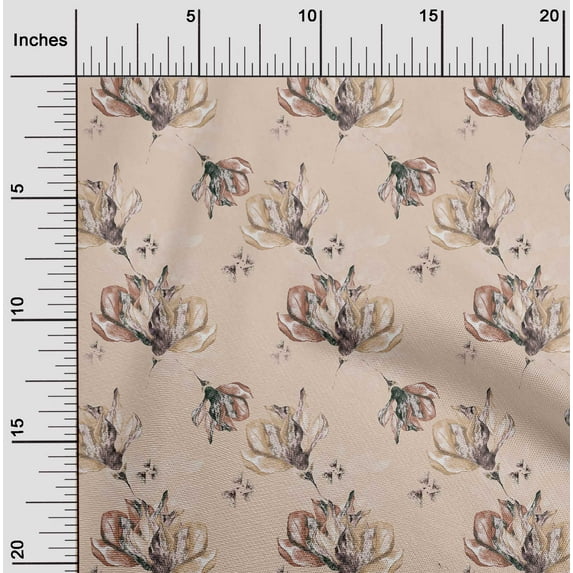 oneOone Silk Tabby Peach Fabric Florals Fabric For Sewing Printed Craft Fabric By The Yard 42 Inch Wide-NJY