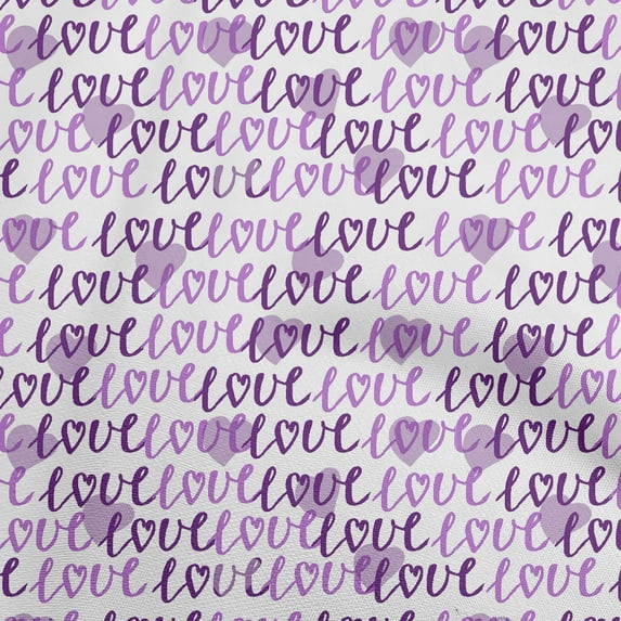 oneOone Silk Tabby Purple Fabric Valentine Love Heart Diy Clothing Quilting Fabric Print Fabric By Yard 42 Inch Wide