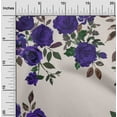 thumbnail image 1 of oneOone Silk Tabby Purplish Blue Fabric Leaves & Rose Floral Sewing Material Print Fabric By The Yard 42 Inch Wide, 1 of 4