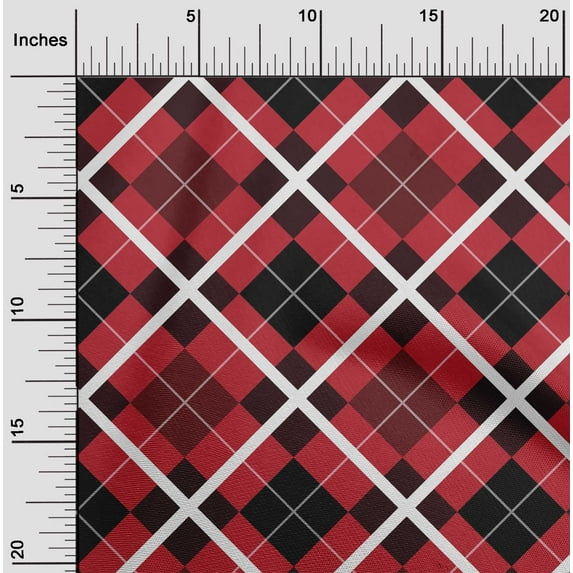 oneOone Silk Tabby Red Fabric Argyle Check Sewing Craft Projects Fabric Prints By Yard 42 Inches Wide