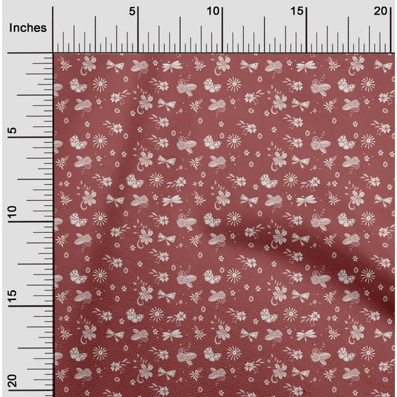 oneOone Silk Tabby Red Fabric Florals Dress Material Fabric Print Fabric By The Yard 42 Inch Wide
