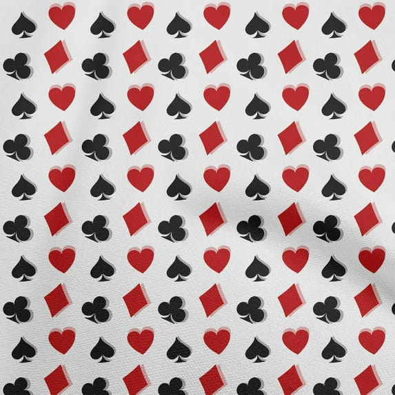 oneOone Silk Tabby Red Fabric Poker Card Diy Clothing Quilting Fabric Print Fabric By Yard 42 Inch Wide