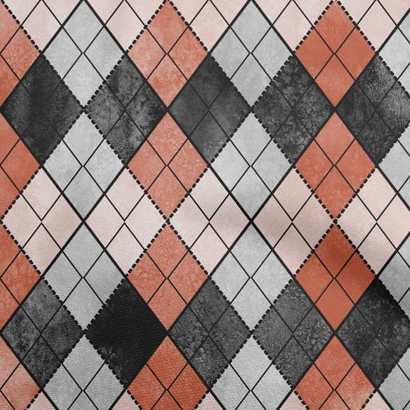 oneOone Silk Tabby Rust Brown Fabric Argyle Sewing Material Print Fabric By The Yard 42 Inch Wide