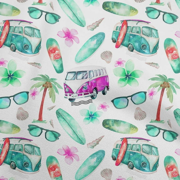 oneOone Silk Tabby Sea Green Fabric Tropical Hawaii Quilting Supplies Print Sewing Fabric By The Yard 42 Inch Wide