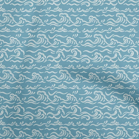 oneOone Silk Tabby Teal Blue Fabric Asian Japanese Wave Sewing Craft Projects Fabric Prints By Yard 42 Inch Wide
