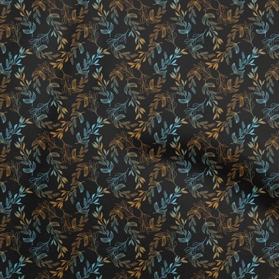 oneOone Silk Tabby Teal Green Fabric Leaves Dress Material Fabric Print Fabric By The Yard 42 Inch Wide
