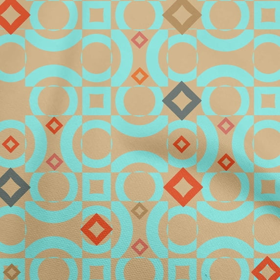 oneOone Silk Tabby Turquoise Blue Fabric Geometric Fabric For Sewing Printed Craft Fabric By The Yard 42 Inch Wide-BO