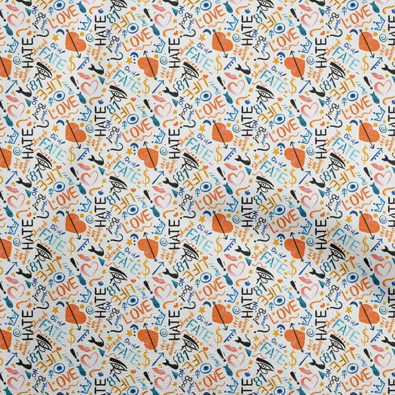 oneOone Silk Tabby White Fabric Abstracts Sewing Material Print Fabric By The Yard 42 Inch Wide