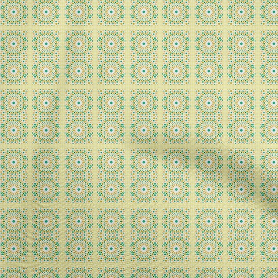 oneOone Silk Tabby Yellow Fabric Arabic Moroccan Fabric For Sewing Printed Craft Fabric By The Yard 42 Inch Wide