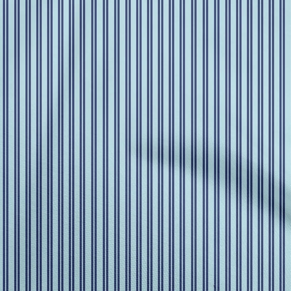 oneOone Velvet Aqua Blue Fabric Stripes Sewing Material Print Fabric By The Yard 58 Inch Wide