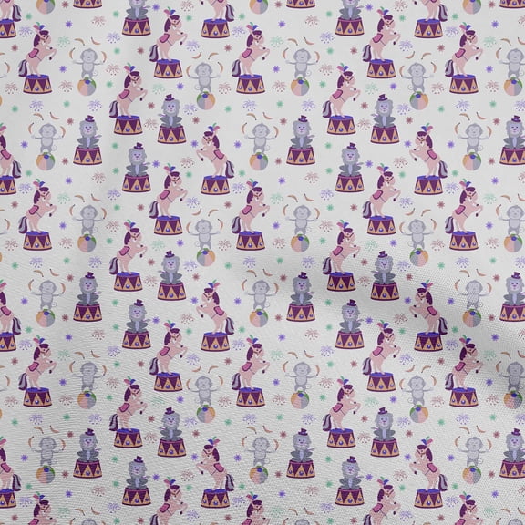 oneOone Velvet Beige Fabric Circus Quilting Supplies Print Sewing Fabric By The Yard 58 Inch Wide