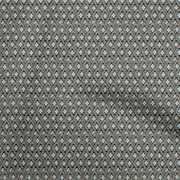 oneOone Velvet Black Fabric Asian Block Tile Quilting Supplies Print Sewing Fabric By The Yard 58 Inch Wide