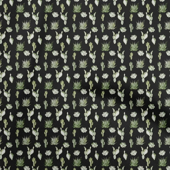 oneOone Velvet Black Fabric Cactus Craft Projects Decor Fabric Printed By The Yard 58 Inch Wide