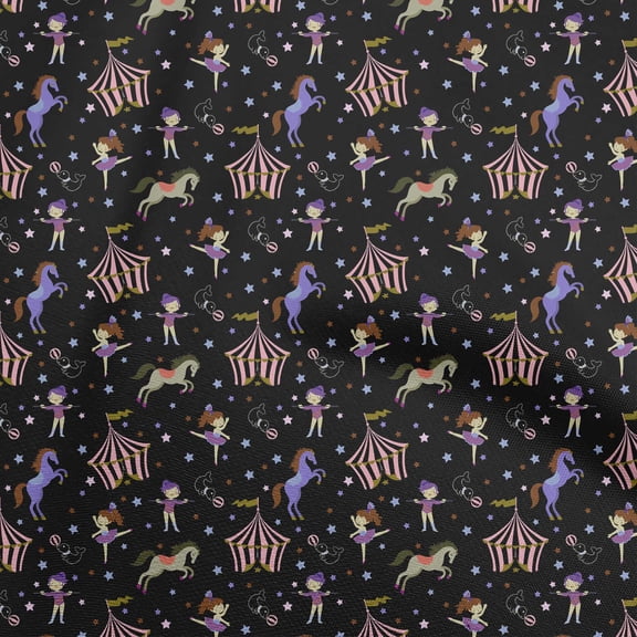 oneOone Velvet Black Fabric Circus Craft Projects Decor Fabric Printed By The Yard 58 Inch Wide-aB