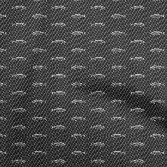 oneOone Velvet Black Fabric Fish Sewing Material Print Fabric By The Yard 58 Inch Wide
