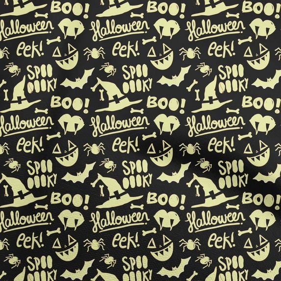 oneOone Velvet Black Fabric Halloween Dress Material Fabric Print Fabric By The Yard 58 Inch Wide