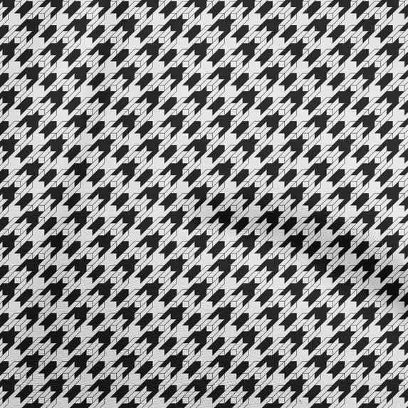 oneOone Velvet Black Fabric Houndstooth Sewing Material Print Fabric By The Yard 58 Inch Wide