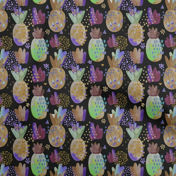 oneOone Velvet Black Fabric Pineapple Dress Material Fabric Print Fabric By The Yard 58 Inch Wide