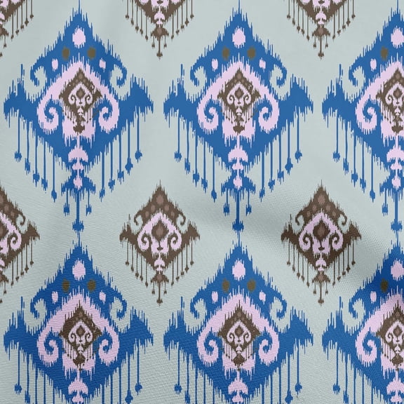 oneOone Velvet Blue Fabric Asian Ikat Dress Material Fabric Print Fabric By The Yard 58 Inch Wide