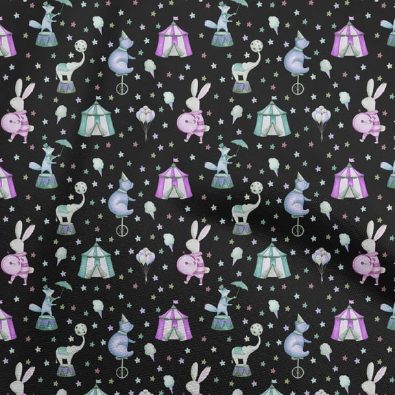 oneOone Velvet Blue Fabric Circus Craft Projects Decor Fabric Printed By The Yard 58 Inch Wide