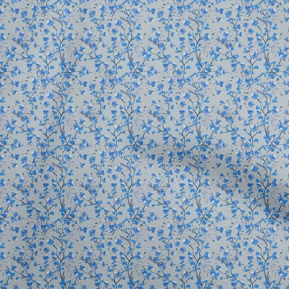 oneOone Velvet Blue Fabric Floral Sewing Craft Projects Fabric Prints By Yard 58 Inch Wide