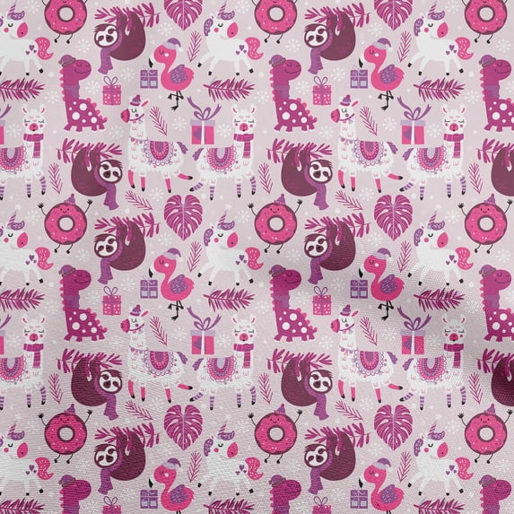 oneOone Velvet Blush Pink Fabric Cute Animal Dress Material Fabric Print Fabric By The Yard 58 Inch Wide
