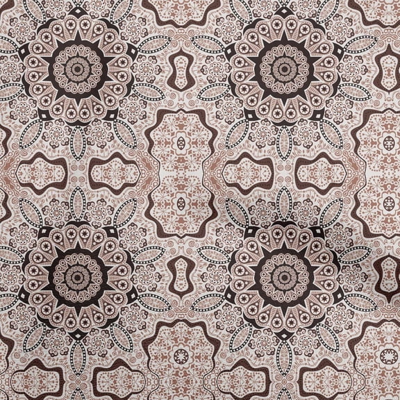 oneOone Velvet Brown Fabric Moroccan Mosaic Sewing Craft Projects Fabric Prints By Yard 58 Inch Wide