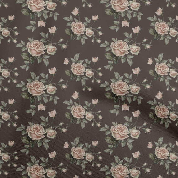 oneOone Velvet Dark Chocolate Fabric Floral Fabric For Sewing Printed Craft Fabric By The Yard 58 Inch Wide