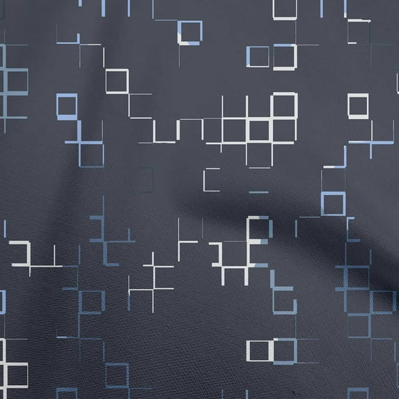 oneOone Velvet Dark Navy Blue Fabric Geometric Diy Clothing Quilting Fabric Print Fabric By Yard 58 Inch Wide