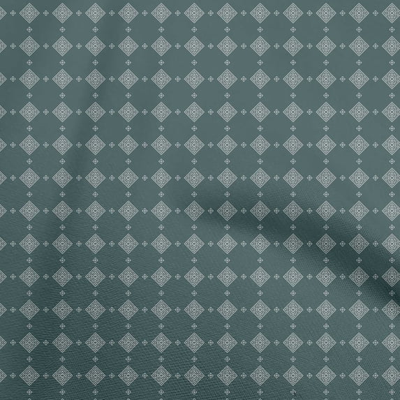 oneOone Velvet Dark Teal Blue Fabric Geometric Dress Material Fabric Print Fabric By The Yard 58 Inch Wide