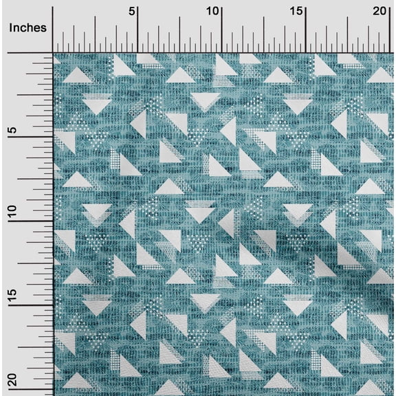 oneOone Velvet Elf Green Fabric Texture & Triangle Geometric Fabric For Sewing Printed Craft Fabric By The Yard 58 Inch Wide