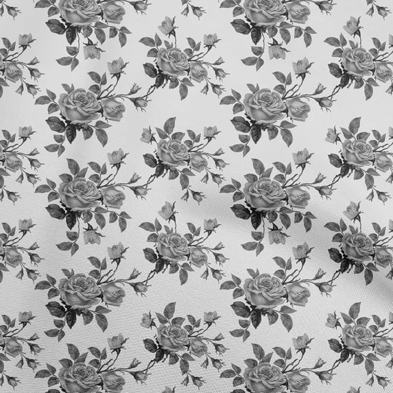 oneOone Velvet Gray Fabric Floral Fabric For Sewing Printed Craft Fabric By The Yard 58 Inch Wide