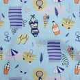 thumbnail image 1 of oneOone Velvet Light Blue Fabric Summer Beach Sewing Material Print Fabric By The Yard 58 Inch Wide, 1 of 7