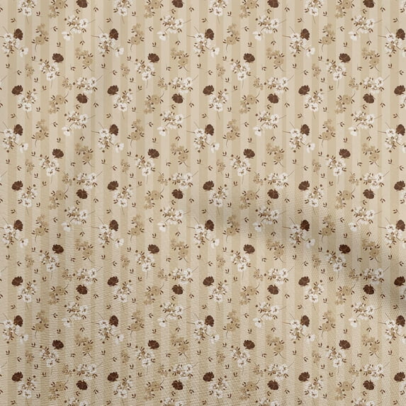 oneOone Velvet Light Brown Fabric Floral Sewing Material Print Fabric By The Yard 58 Inch Wide