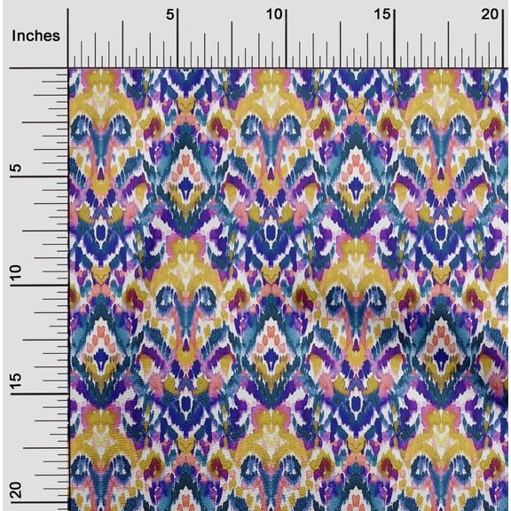 oneOone Velvet Light Gold Fabric Paisley & Floral Ikat Quilting Supplies Print Sewing Fabric By The Yard 58 Inch Wide