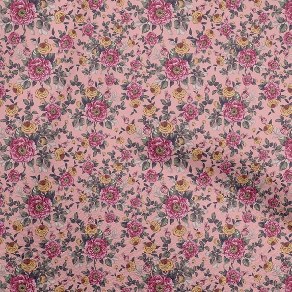 oneOone Velvet Light Pink Fabric Florals Fabric For Sewing Printed Craft Fabric By The Yard 58 Inch Wide