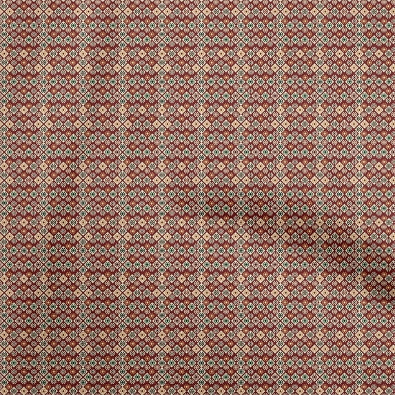 oneOone Velvet Maroon Fabric Asian Kilim Quilting Supplies Print Sewing Fabric By The Yard 58 Inch Wide