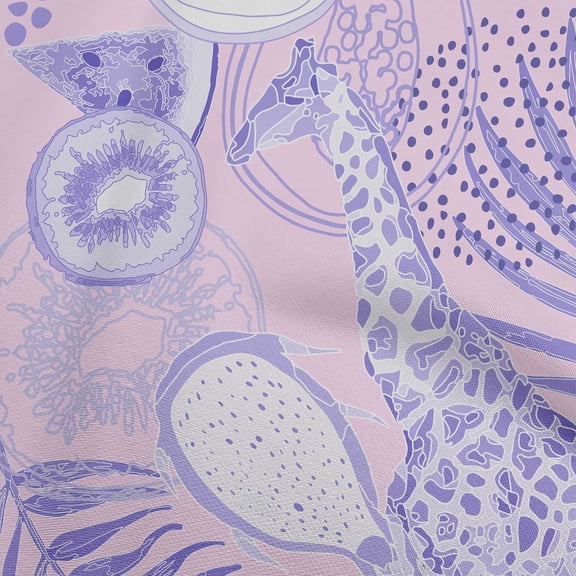 oneOone Velvet Mauve Fabric Tropical Solid Furits Animals With Leaves Fabric For Sewing Printed Craft Fabric By The Yard 58 Inch Wide