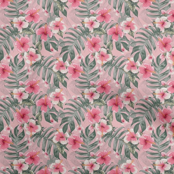 oneOone Velvet Medium Pink Fabric Tropical Floral Sewing Fabric By The Yard Printed Diy Clothing Sewing Supplies 58 Inch Wide