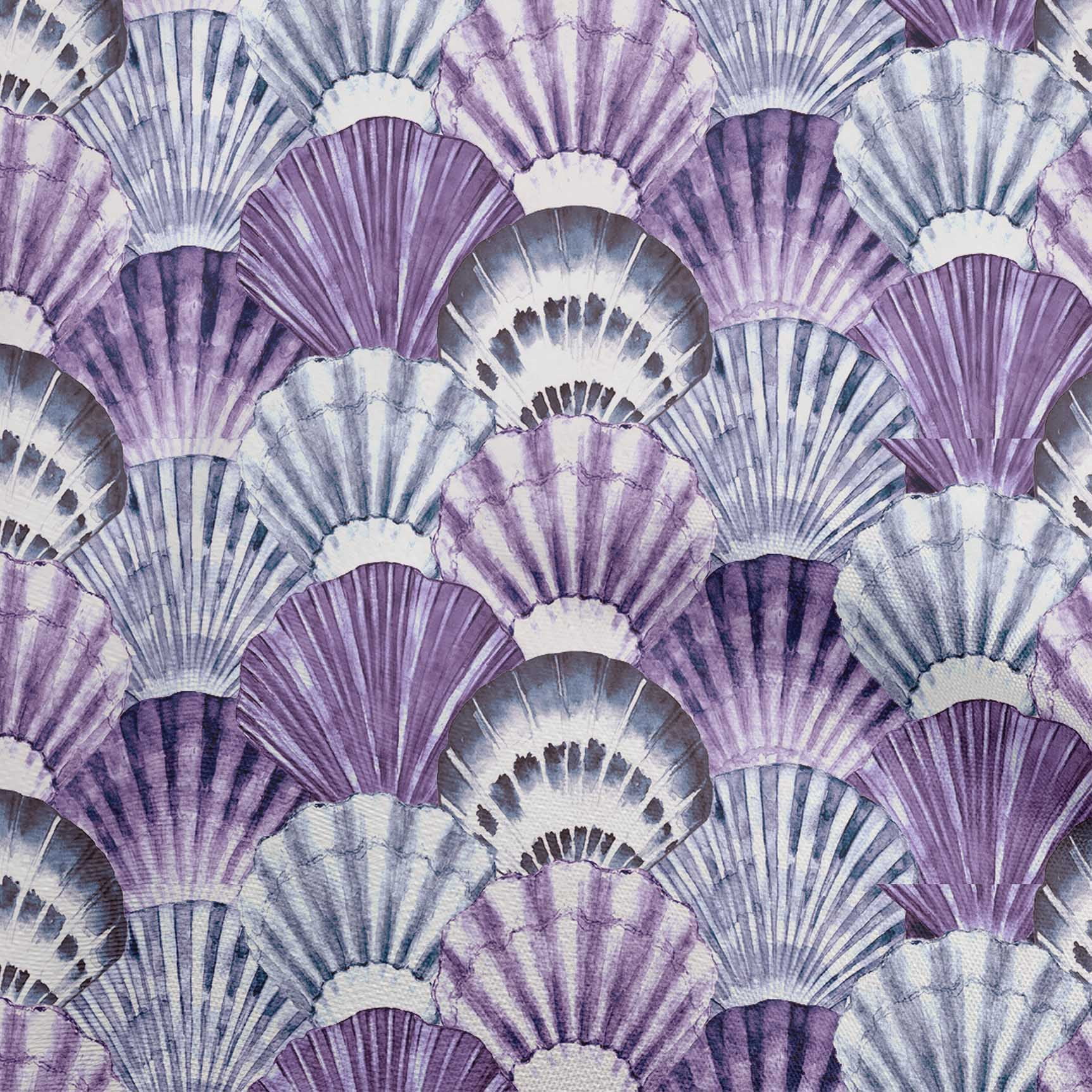oneOone Velvet Medium Purple Fabric Sea Shells Ocean Sewing Material Print Fabric By The Yard 58 Inch Wide