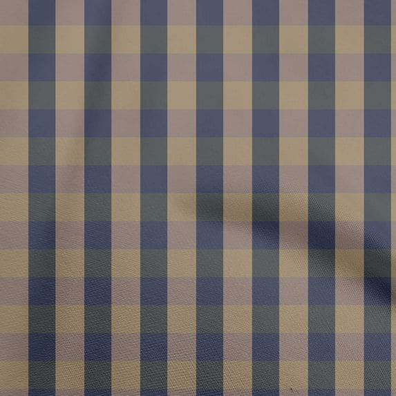 oneOone Velvet Navy Blue Fabric Check Sewing Material Print Fabric By The Yard 58 Inch Wide