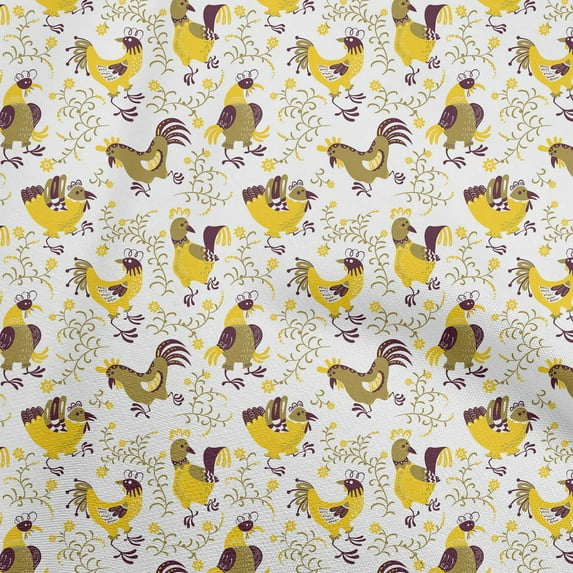 oneOone Velvet Olive Green Fabric Rooster Cock Sewing Fabric By The Yard Printed Diy Clothing Sewing Supplies 58 Inch Wide-UE