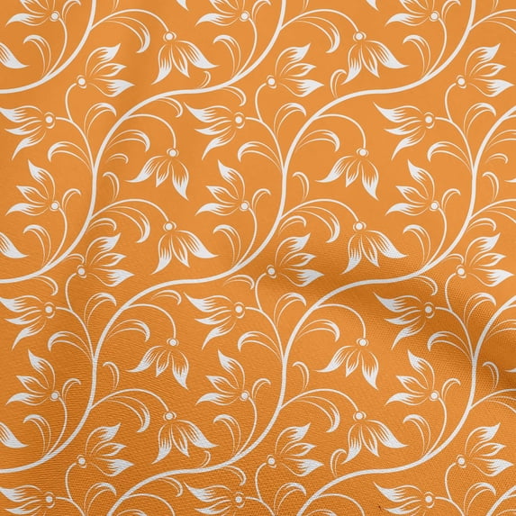 oneOone Velvet Orange2 Fabric Asian Floral Block Fabric For Sewing Printed Craft Fabric By The Yard 58 Inch Wide
