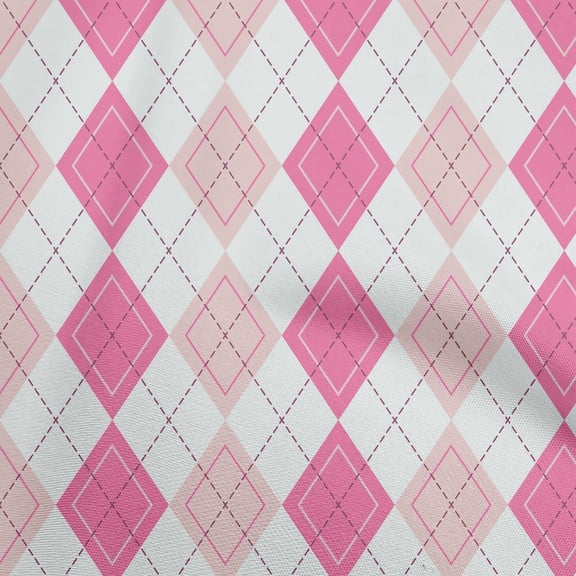 oneOone Velvet Pink Fabric Argyle Dress Material Fabric Print Fabric By The Yard 58 Inch Wide